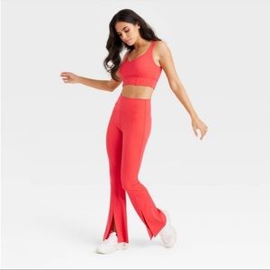 NWT Joy Lab Orange High Rise Extra Long Flare Slit Leg Legging Size XL